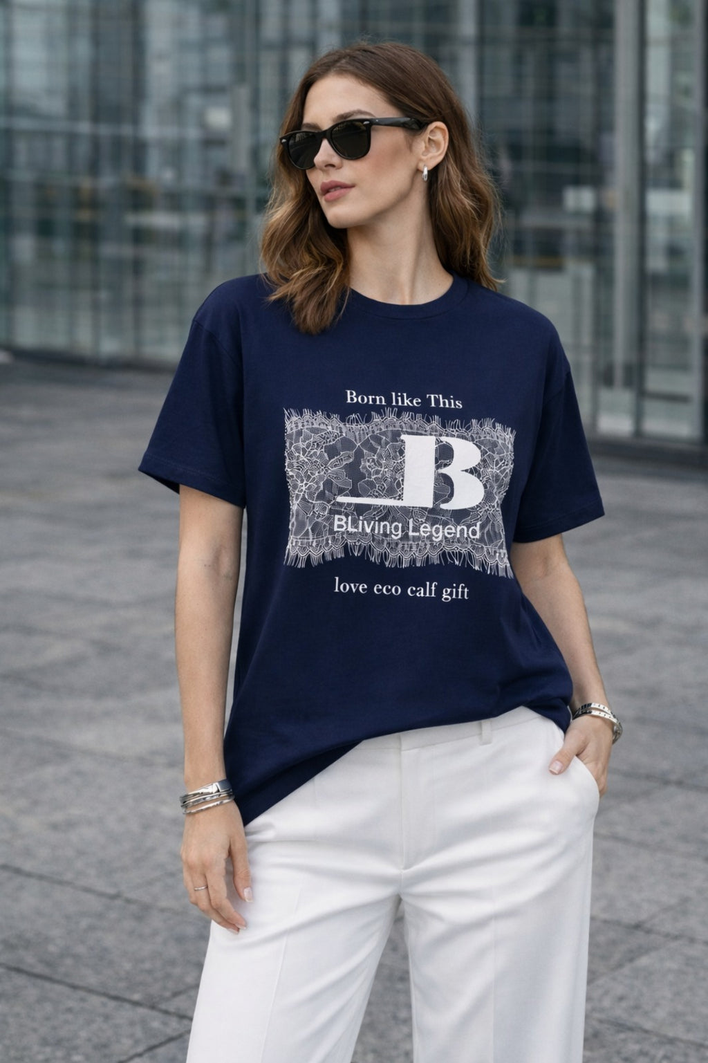 Kadın Baskılı Oversize T-Shirt – Born Like This Yazılı Pamuk Basic Tişört (Siyah / Beyaz / Lacivert / Yeşil / Gri / Kahverengi)