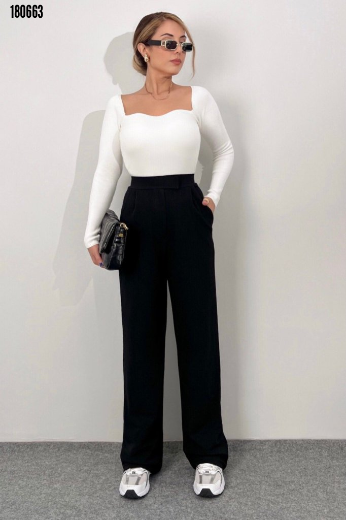 Kadın Yüksek Bel Cepli Cırt Kapama Janjan Krep Pantolon