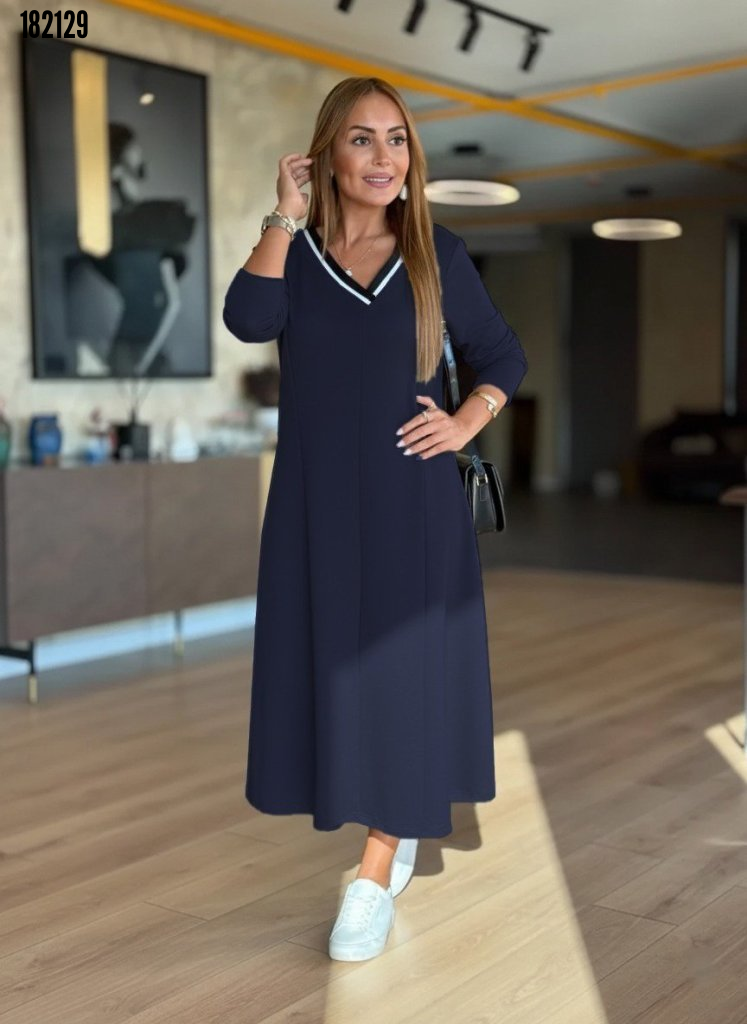 Kadın Uzun Kollu V Yaka Midi Modal Elbise