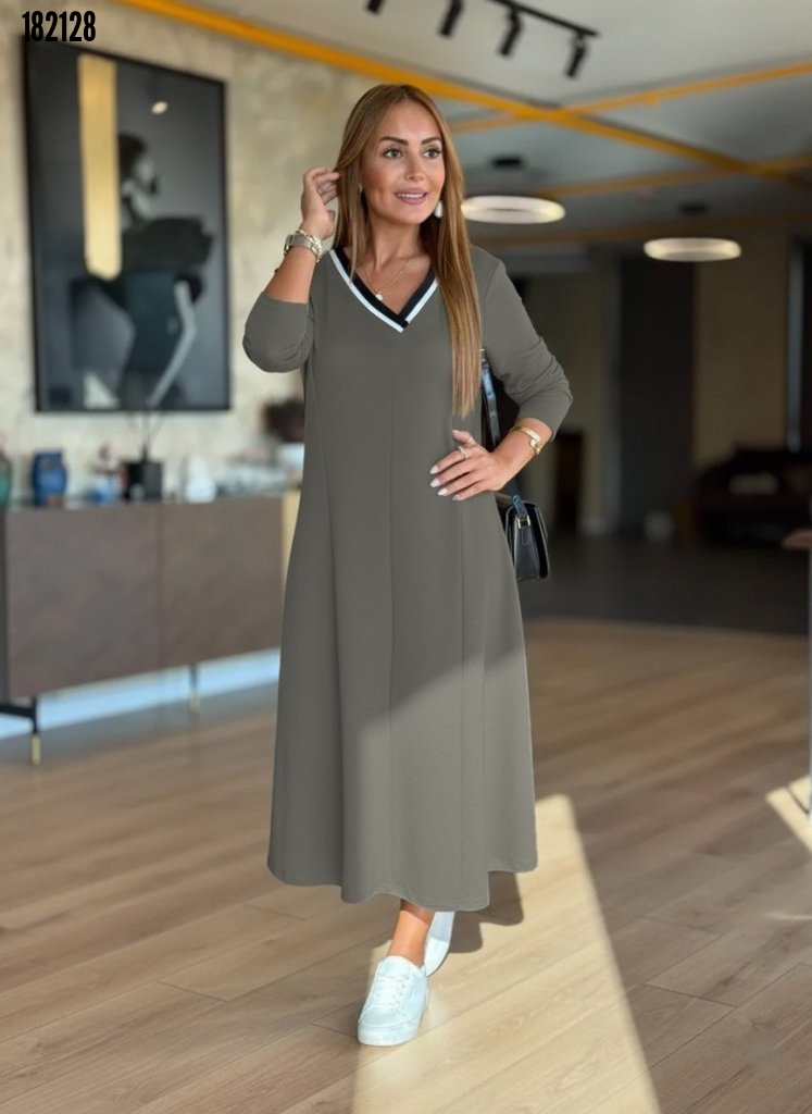 Kadın Uzun Kollu V Yaka Midi Modal Elbise