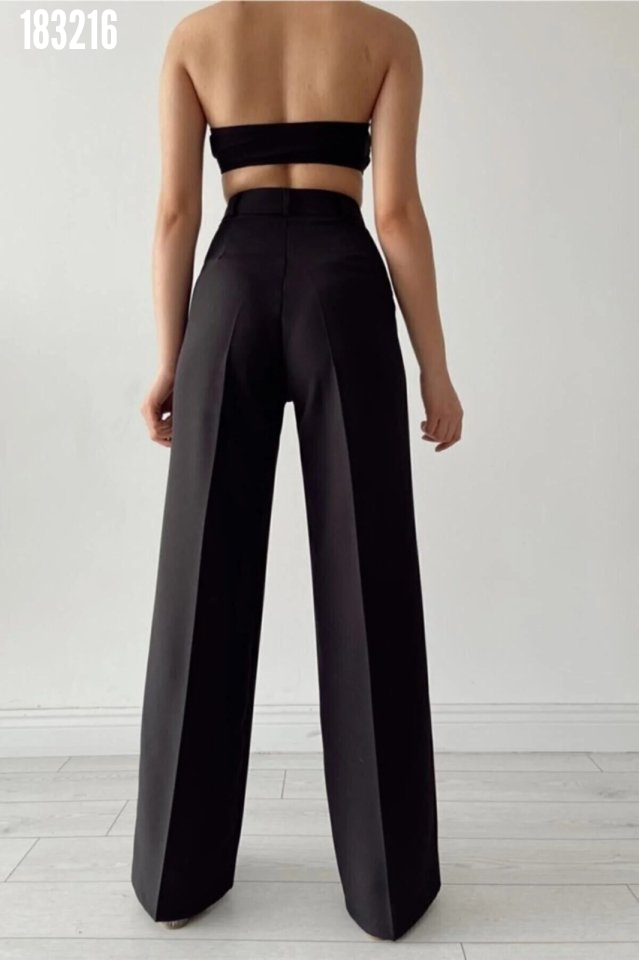 Kadın Yüksek Bel Cepli İthal Krep Pantolon