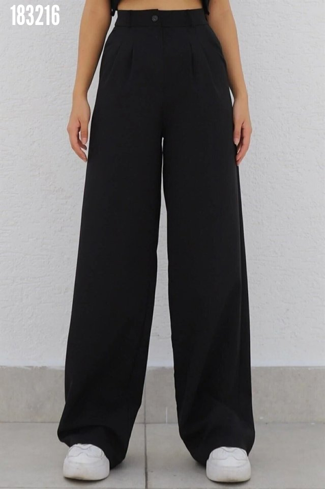Kadın Yüksek Bel Cepli İthal Krep Pantolon