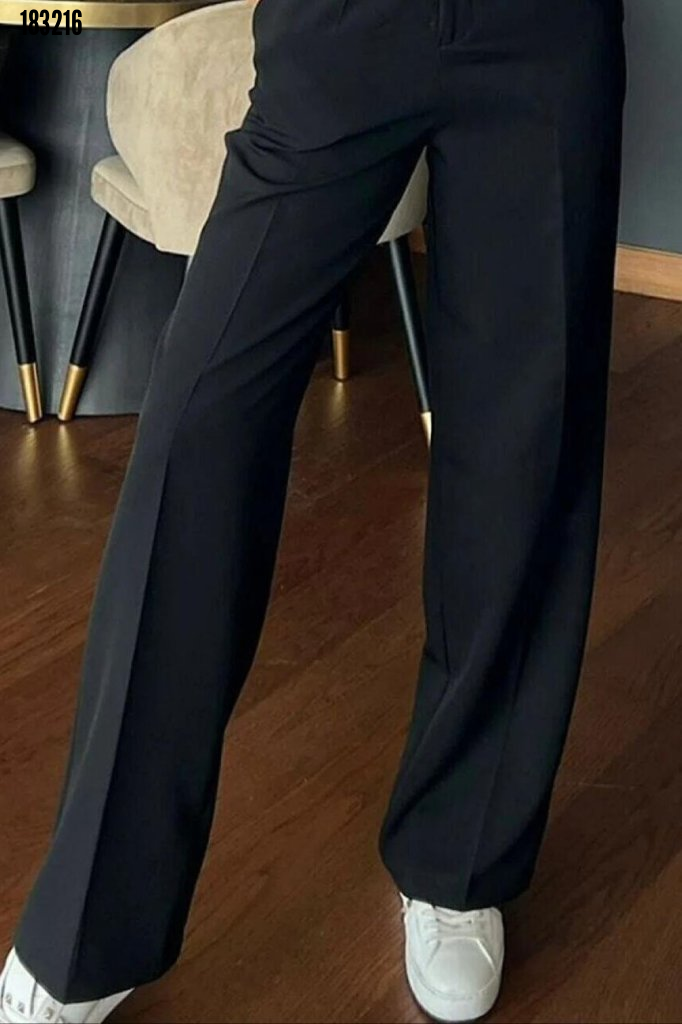 Kadın Yüksek Bel Cepli İthal Krep Pantolon