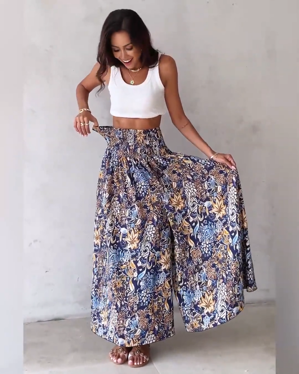 Kadın Yüksek Bel Rahat Kesim Günlük Pantolon