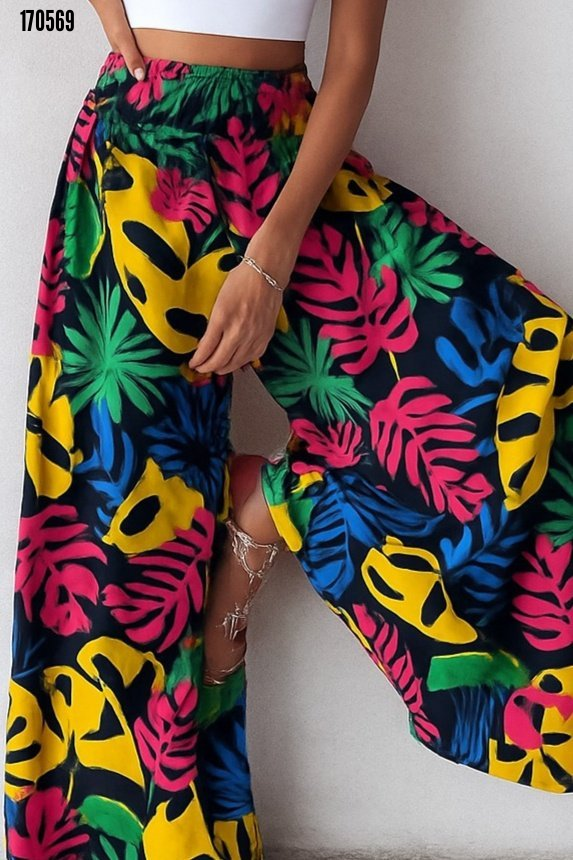 Kadın Yüksek Bel Rahat Kesim Günlük Pantolon