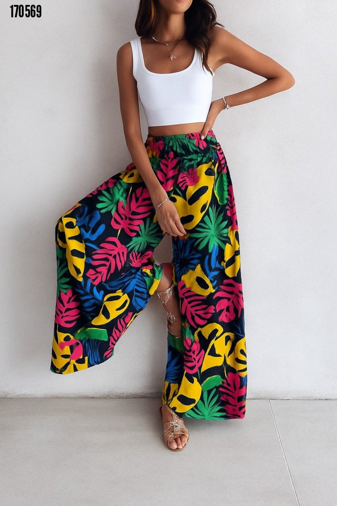 Kadın Yüksek Bel Rahat Kesim Günlük Pantolon