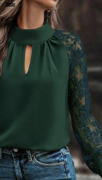 Kadın Tül Kol Detaylı Boğazlı Sandy Bluz – Göğüs Pencere Tasarım